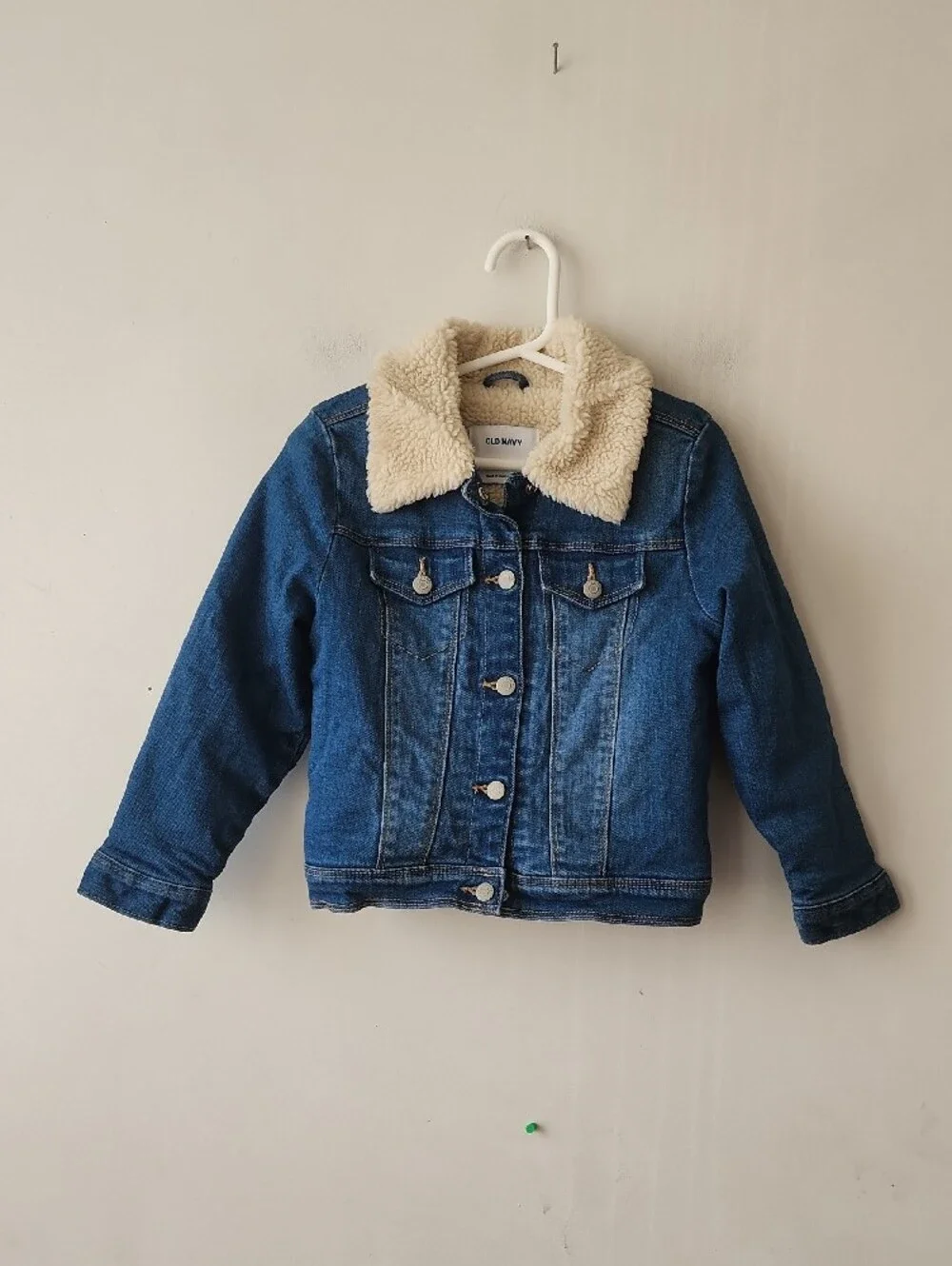 Old Navy Kids' Blue Denim Jacket with Sherpa Collar. New Without Tag
